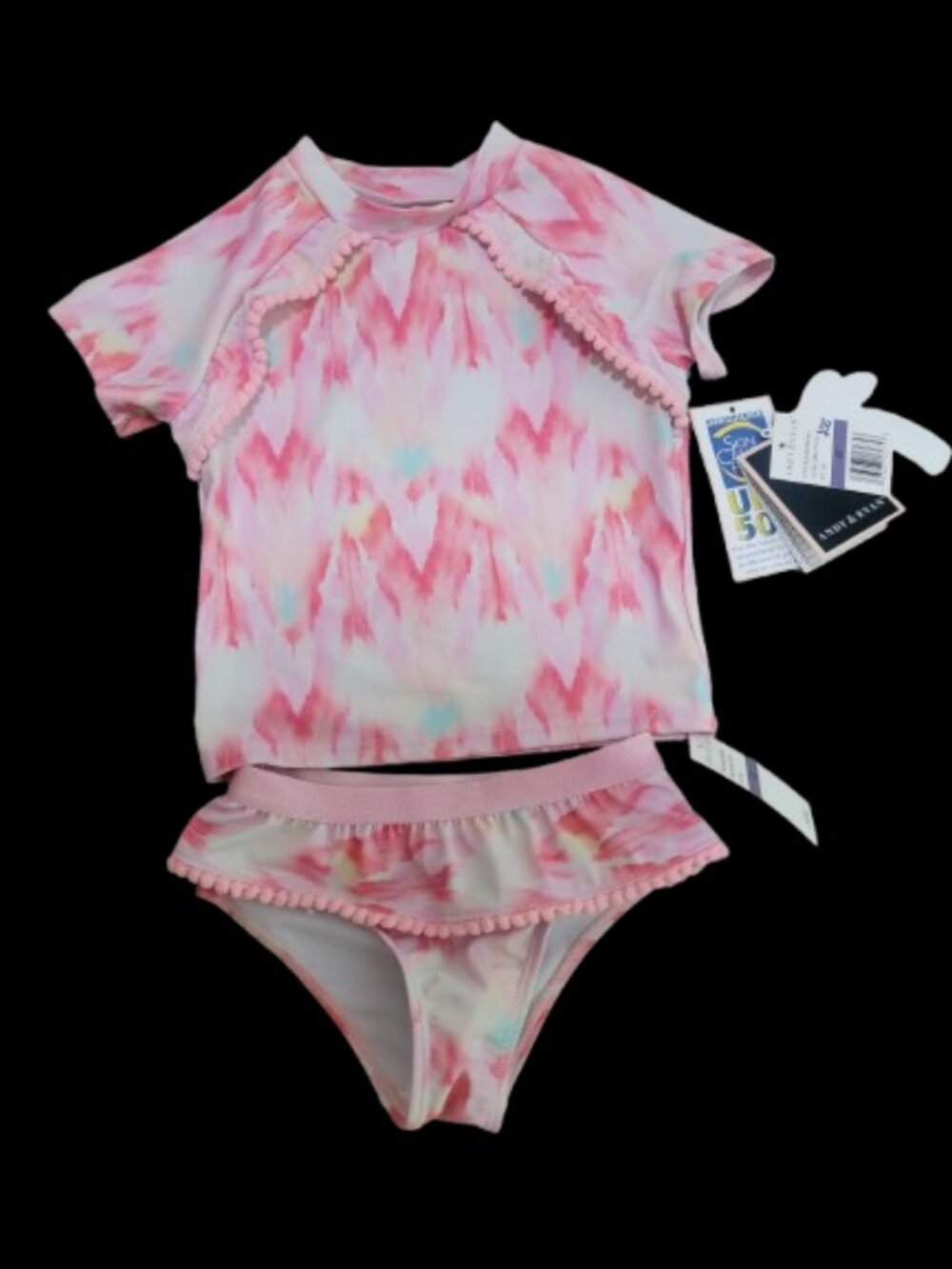 NWT Andy & Evan Coral Tie Dye 2 Piece UPF 50 4T